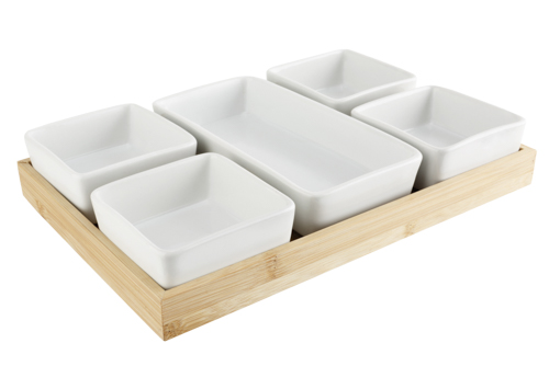 Aperobrett mit 5 Cups 28,4 x 19,4 x 3,8 cm Bambus
