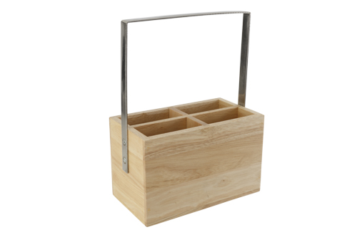 Bestekhouder rubberhout 20,3 x 11,5 x 27,5 cm