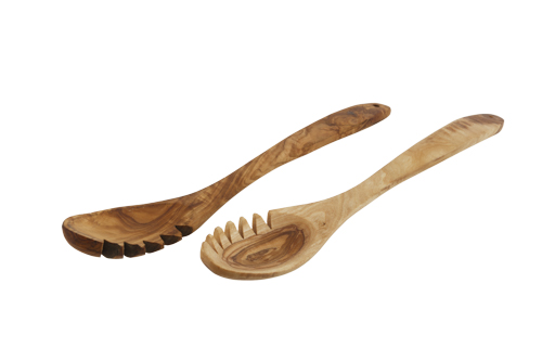 Saladebestek van olijfhout, 30 cm, set van 2