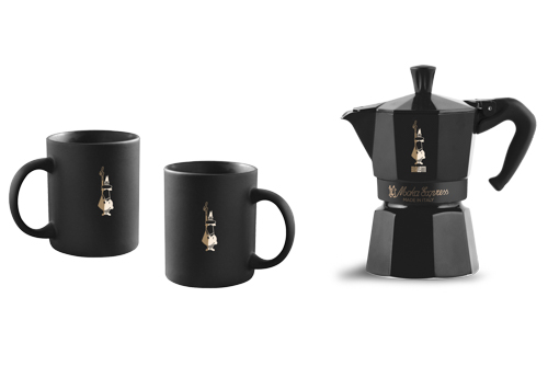 Moka 6 koppen zwart + 2 mokken zwart, set van 3