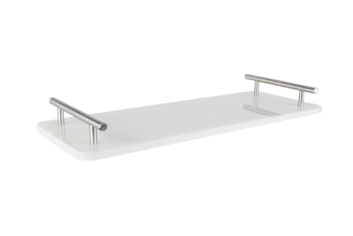 Marmer dienblad met handvatten zilver 40 x 14 x H 4,9 cm