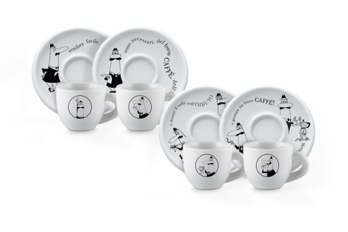 Moka Carosello Becher 4er-Set Porzellan verschiedene Farben 80 ml