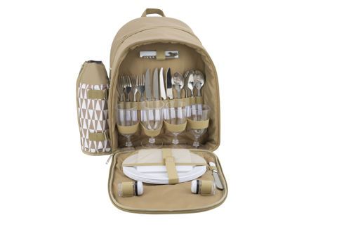 Picknicktas 4 pers. nylon naturel 42,5 x 38,5 x 11,5 cm