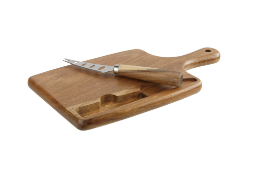 Snijplank met kaasmes in boekbox Acacia 26 x 23 x H1,5 cm