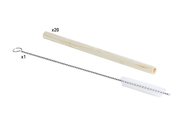 Eco rietjes van bamboe bruin, Ø 0,8 cm, lengte 15 cm, set van 20