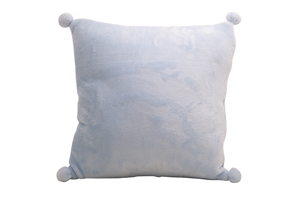 Kussen pompon lichtblauw 45 x 45 x 10 cm