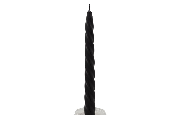 Gedraaide kaars set van 4 zwart Ø 2,2 x 23 cm