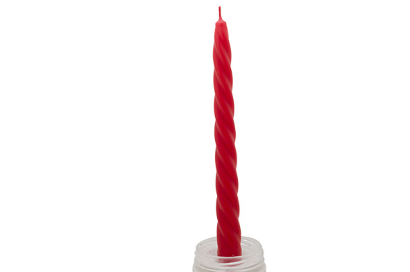 Gedraaide kaars set van 4 rood Ø 2,2 x 23 cm