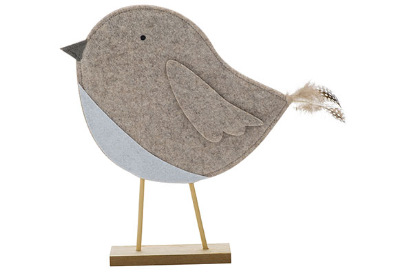 Vogel vilt beige 28 x 4 x 30 cm