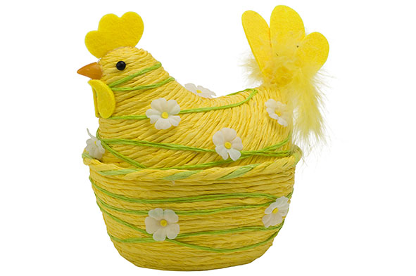 Paasmandje Chicken geel kunststof 20 x 12 x 17 cm