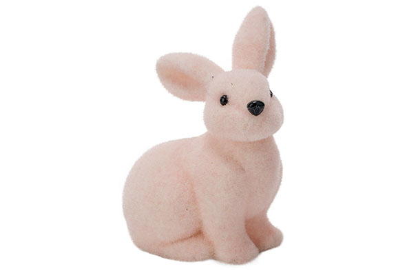 Paashaas Flocked roze 17 x 15 x 18 cm foam