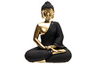 Beeld Buddha brass zwart polyhars 22,6 x 11,9 x 27 cm