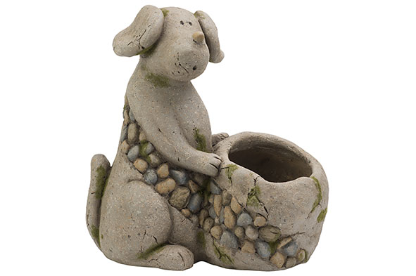 Hond planter Boulders greige 34,5 x 20,3 x 35,5 cm magnesium
