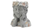 Meisje standbeeld mozaïek grijs 25 x 19,5 x 27,5 cm