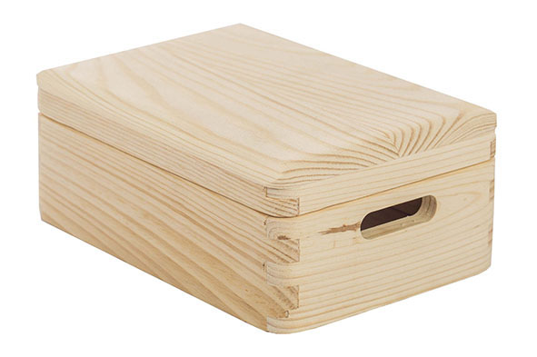 Opbergdoos met deksel 20 x 15 x 9 cm massief grenenhout