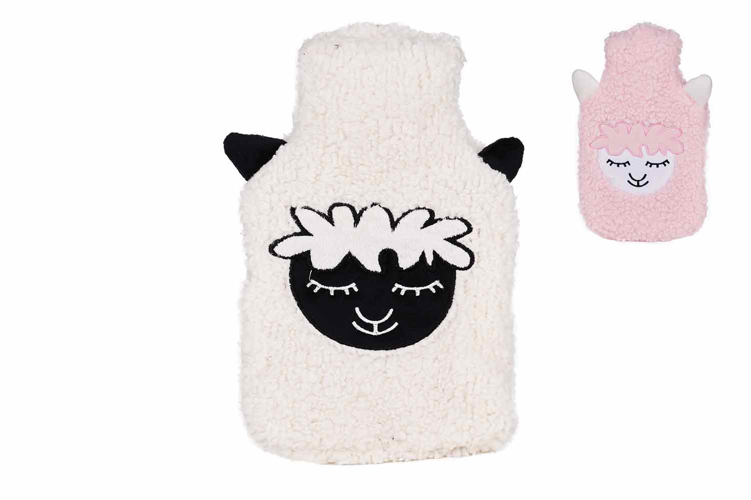 Warmwaterkruik 1 l met hoes, schaap of leeuw, 35,5 x 17,3 x 5 cm