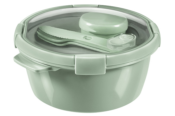 Smart Eco-Lunchbox rund 1,6 l mit Besteck und Soßenschale 22 x 22 x 9,6 cm