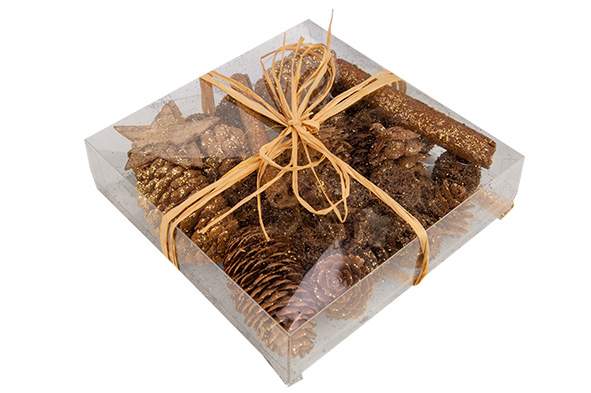 Herbstmix Gold Glitzer natur 15 x 15 x 4 cm