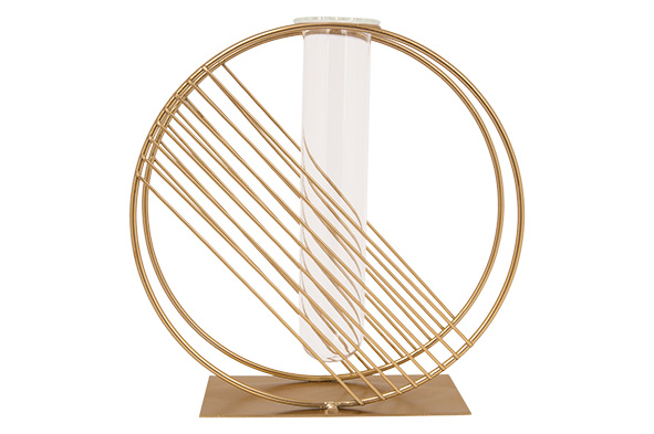 Vase Circle Glass Tube gold 4,5 x 18 cm 20 x 7 x 20 cm rund Metall