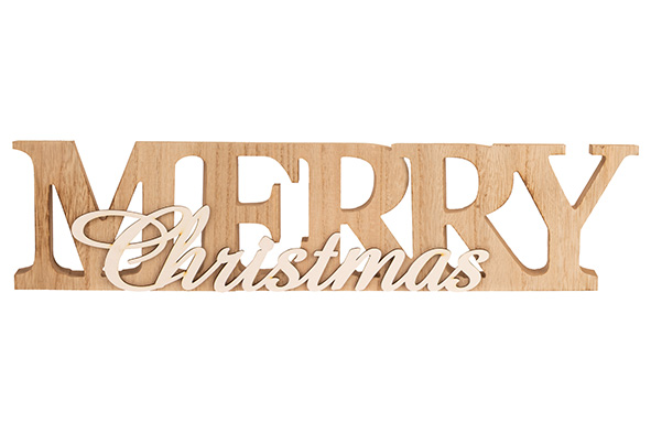 Letterdeko Merry Christmas Natur 42 x 10 x 2,3 cm Holz