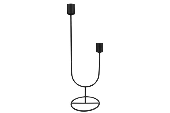 Duo Leuchter, Metall, schwarz, 9,5 x 9 x 30 cm