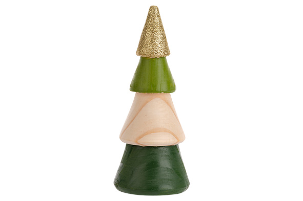 Weihnachtsbaum Goldy Green, mehrfarbig, Holz, rund, 6 x 6 x 15,5 cm