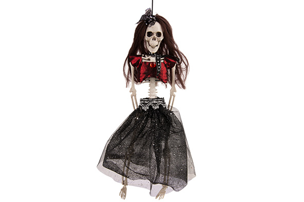 Hängendes Mädchen-Skelett schwarz 9 x 6 x 40 cm PVC