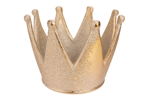 Kroon, keramiek, goud, rond, conisch, 14,5 x 14,5 x 10,6 cm