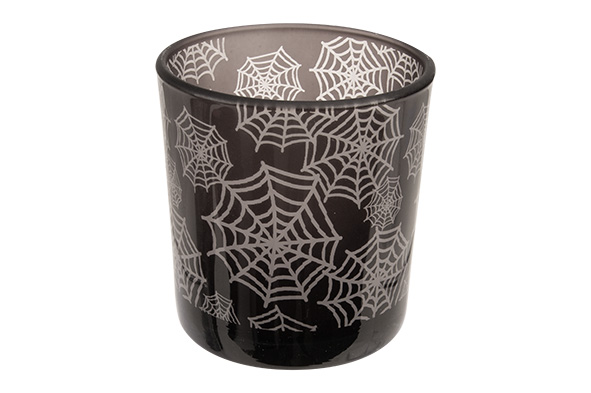Teelichthalter Spider Webs Schwarz Ø 7 cm Glas