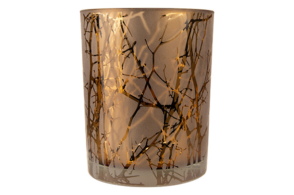 Teelichthalter Branches braun 10 x 10 x 12,5 cm Glas