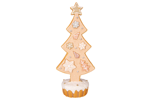 Kerstboom koekjes-resin lichtroze 14,5 x 8 x 34,5 cm