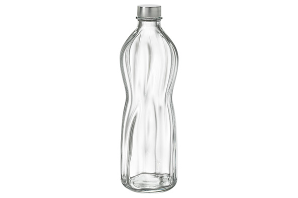 Aqua fles met dop transparant 1 l 9,5 x 9,5 x 28 cm