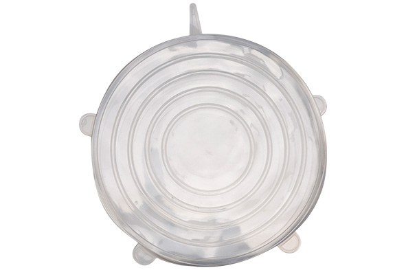 Set van 6 ronde siliconen deksels stretch D7 - 9 - 11 - 14 - 16 - 20 cm transparant
