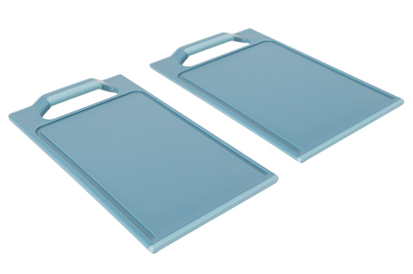 Fresco snijplank set van 2 blauw kunststof 25,5 x 15,3 x H 2,5 cm