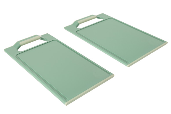 Fresco snijplank set van 2 pastelgroen 25 x 15 x H 1,7 cm kunststof