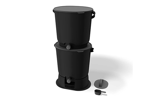 Essential compostbak zwart-grijs 15,3 l met base, set van 2