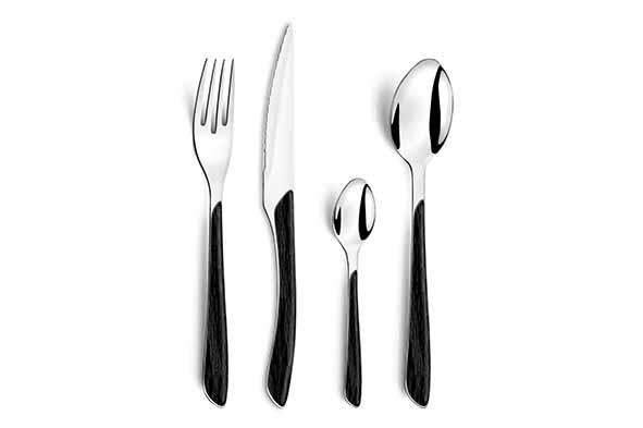 Bestekset Eclat, set van 16, zwart, roestvrij staal, 26 x 19 x 7,5 cm