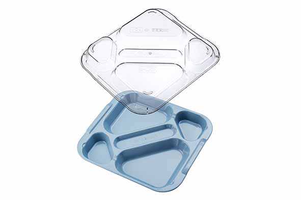 Serveerbord met 5 vakken, blauw, plastic, 37 x 33,4 x 8,4 cm