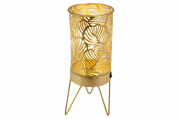 Lamp LED Leaves Cut Out, goud, metaal, 12 x 11 x 27 cm