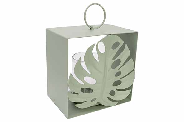 Teelichthalter Leaf grün 14,8 x 10,5 x 17,5 cm rechteck Metall