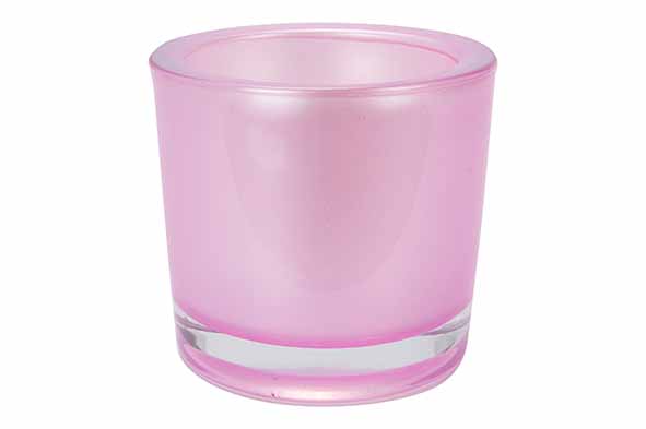 Theelichthouder glas, parelroze, set van 12