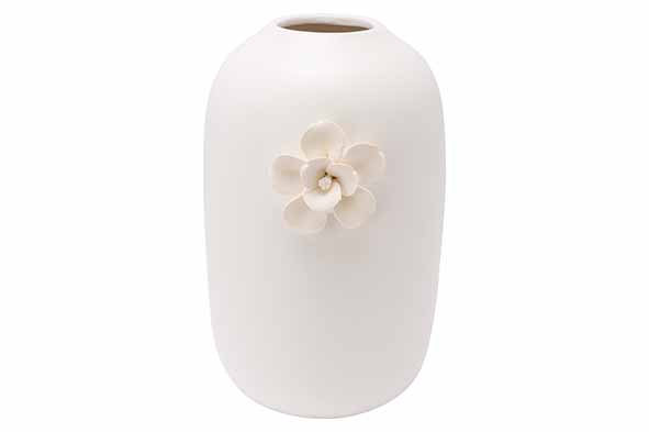 Vaas Flower crème 15,2 x 13,8 x 21,5 cm rond porselein
