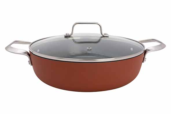 Cerapro hapjesspan terracotta Ø 28 cm met deksel