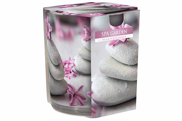 Scented candle Spa Garden 22u Ø 7 x H 8 cm glass grey