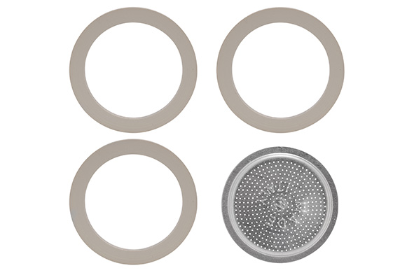 Moka reserveonderdelen 3 ringen + 1 filter voor 9 kopjes aluminium
