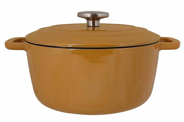 Fontestic kookpot amber goud Ø 24 x 11,6 cm 4,6 l gietijzer met deksel