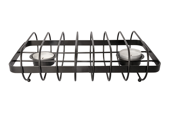 Gourmet warmer zwart met twee flexibele kaarshouders 24,7 x 14,1 x 6 cm