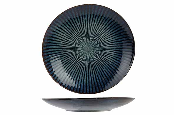 Plat bord Atlantis Stripe, steengoed, blauw, Ø 27,5 cm, hoogte 3,6 cm