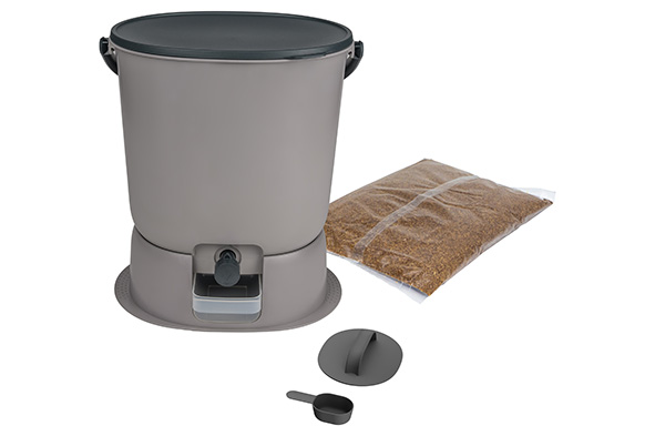 Bokashi Essential afvalbak met Bran lichtgrijs-grijs 15,3 l met base