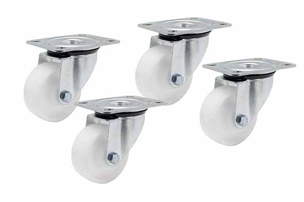 Set van 4 aluminium wielen voor vuurschaal, Ø 10 cm